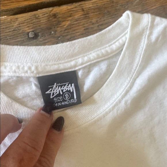 Stussy White Long Sleeve Shirt with Red Logo - Picture 3 of 5